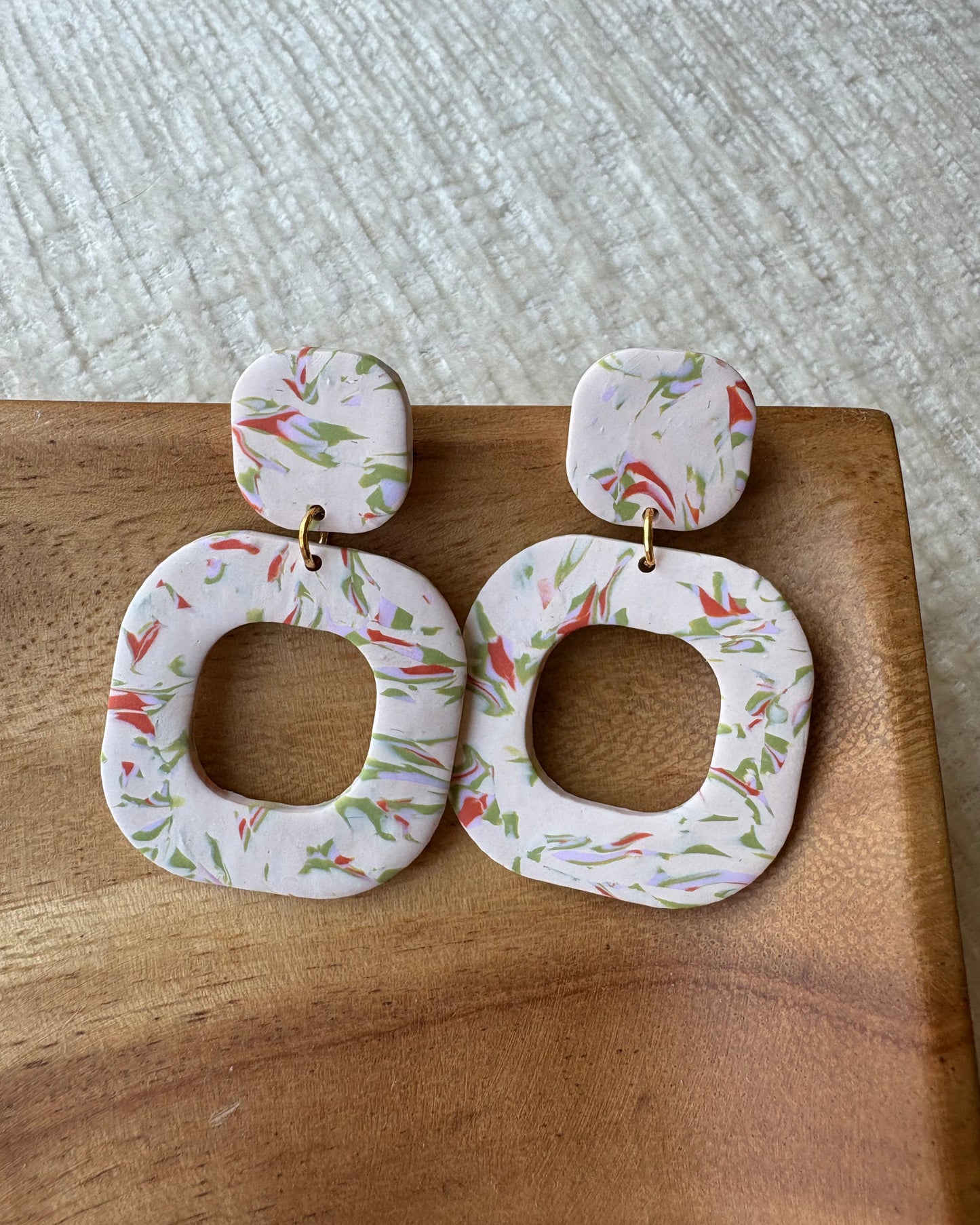 ELVA OFF-WHITE, ORANGE & PISTACHIO STAMPED